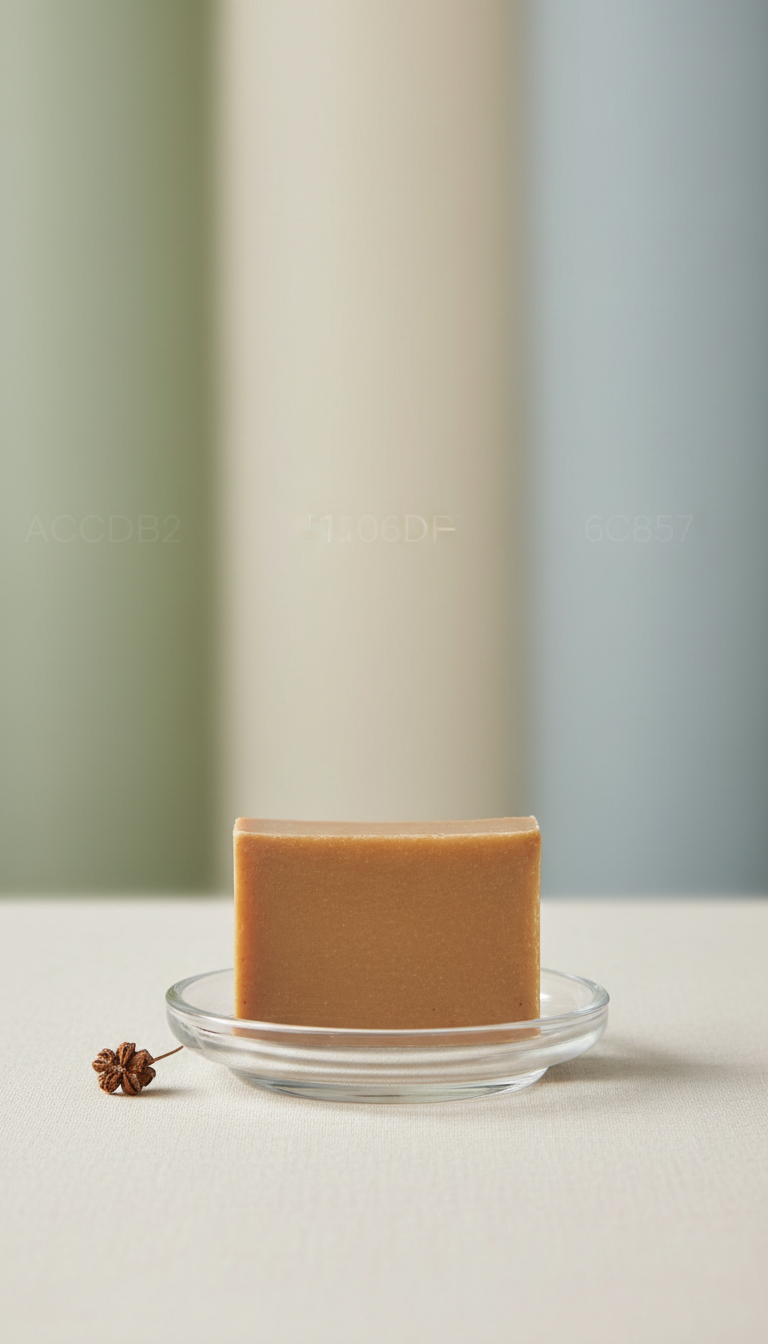 Sandalwood Bar Soap In Glass Dish