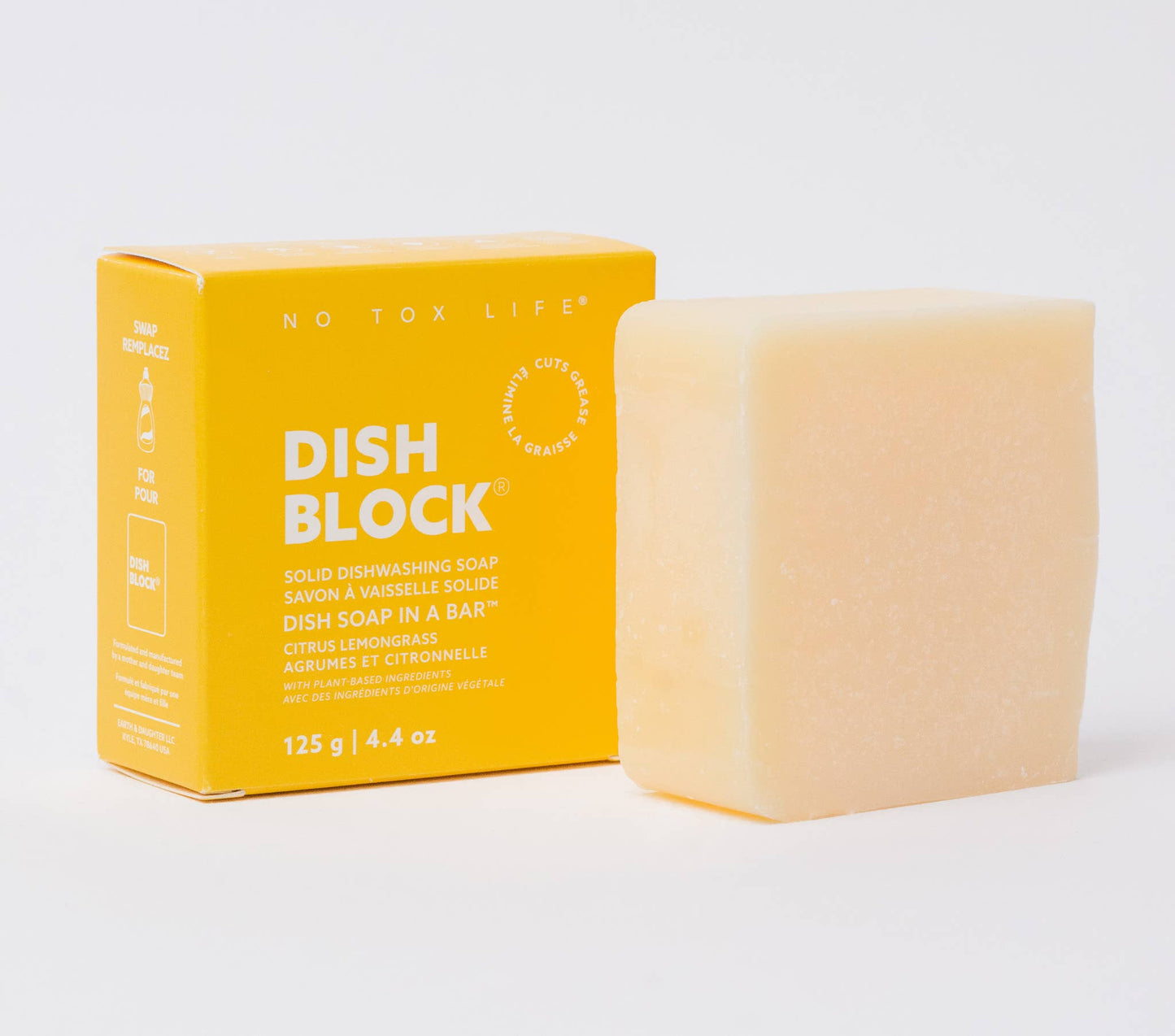 No Tox Life - DISH BLOCK® solid dish soap bar - Citrus Lemongrass - No Tox Life