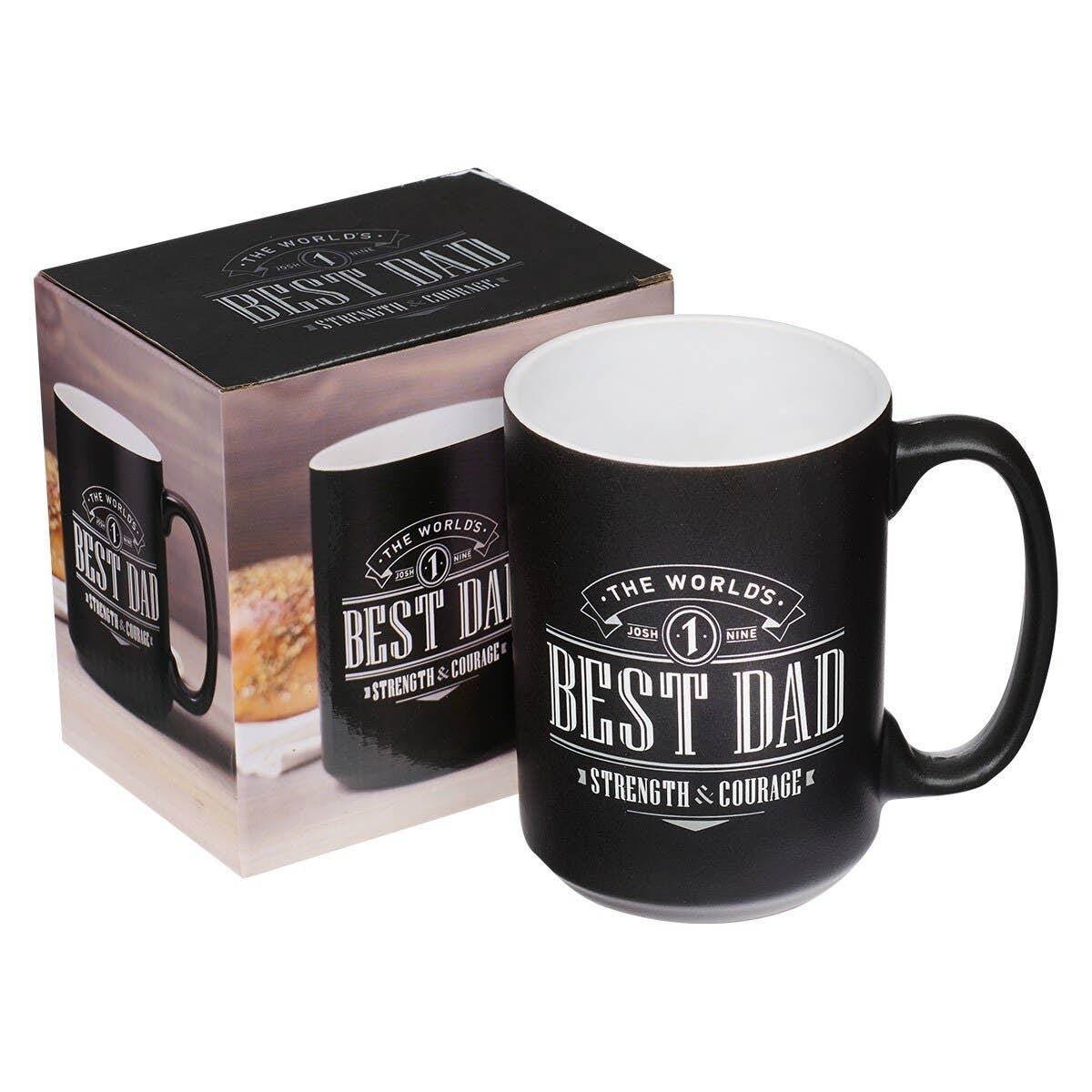 Christian Art Gifts - Mug Black/White Best Dad Josh. 1:9