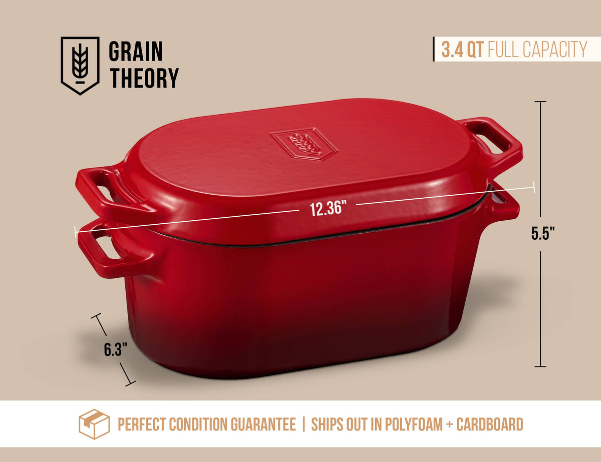 Kook - Kook Dutch Oven with Lid, Enameled Cast Iron, 3.4 qt