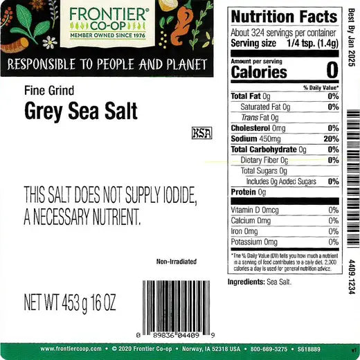 Frontier Co-op Grey Sea Salt, Fine Grind