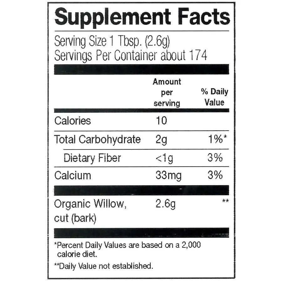 Frontier Co-op Willow Bark, Cut & Sifted, Organic