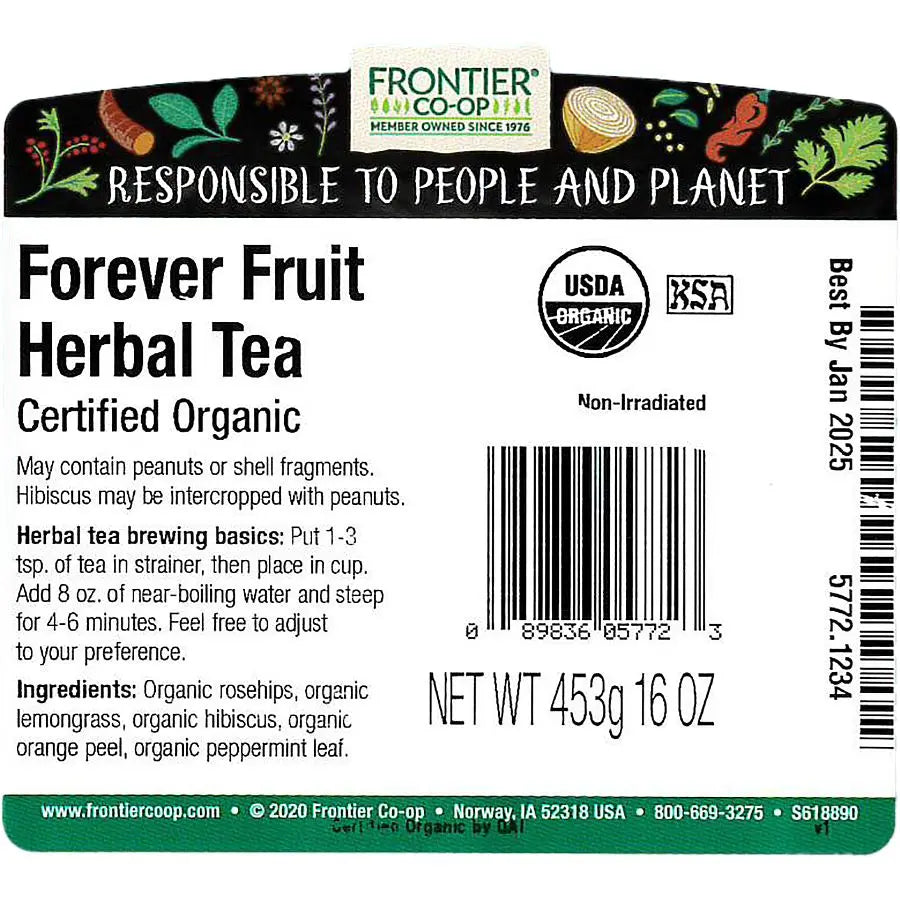 Frontier Co-op Forever Fruit Herbal Tea, Organic