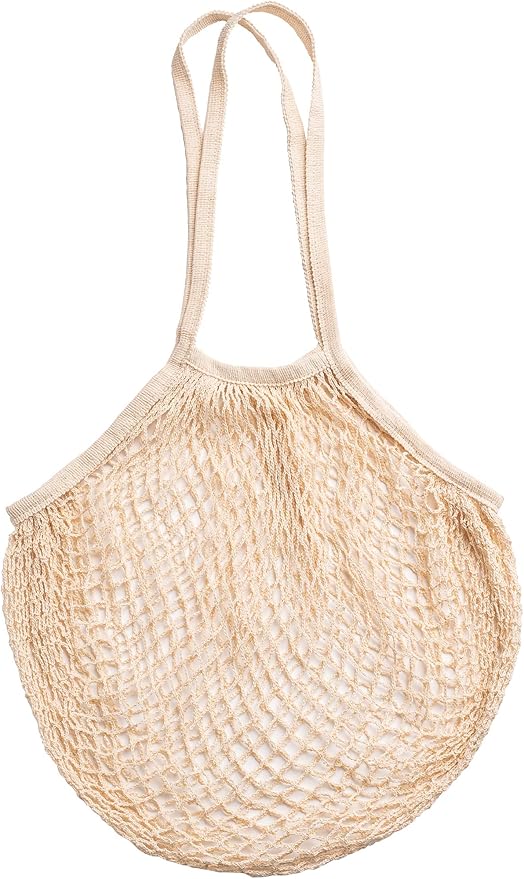 HIC Kitchen Reusable French Market Bags, All-Natural Unbleached Cotton, Set of 2, Tan