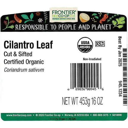 Frontier Co-op Cilantro Leaf, Cut & Sifted, Organic