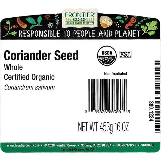 Frontier Co-op Coriander Seed, Whole, Organic