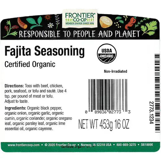 Frontier Co-op Fajita Seasoning, Organic