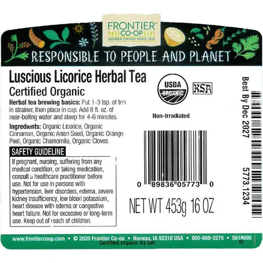 Frontier Co-op Luscious Licorice Herbal Tea, Organic