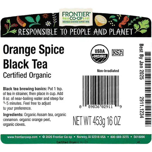 Frontier Co-op Orange Spice Black Tea, Organic