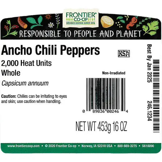 Frontier Co-op Ancho Chili Pepper, Whole