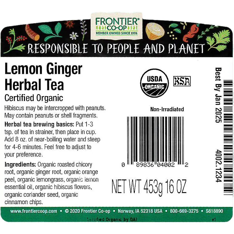 Frontier Co-op Organic Lemon Ginger Tea