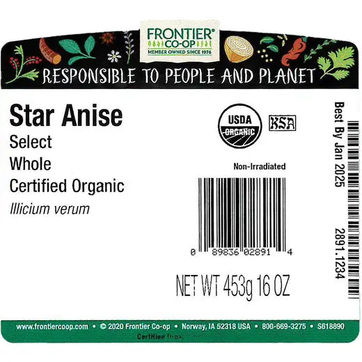 Frontier Co-op Star Anise, Whole, Organic, Select-Grade