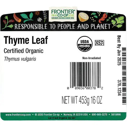 Frontier Co-op Fancy-Grade Thyme Leaf, Whole, Organic