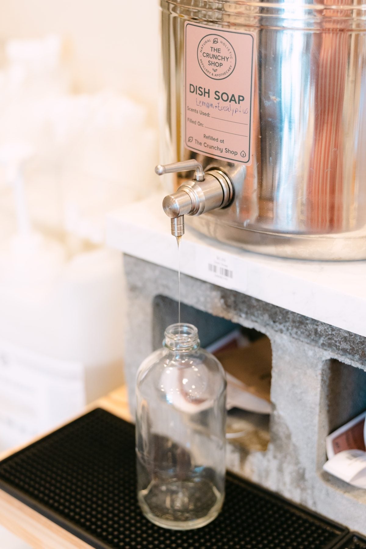Rustic Strength dish soap refill dispenser at The Crunchy Shop