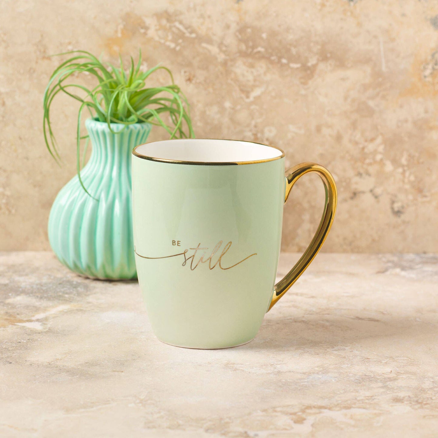 Christian Art Gifts - Mug Mint/Cream Be Still & Know