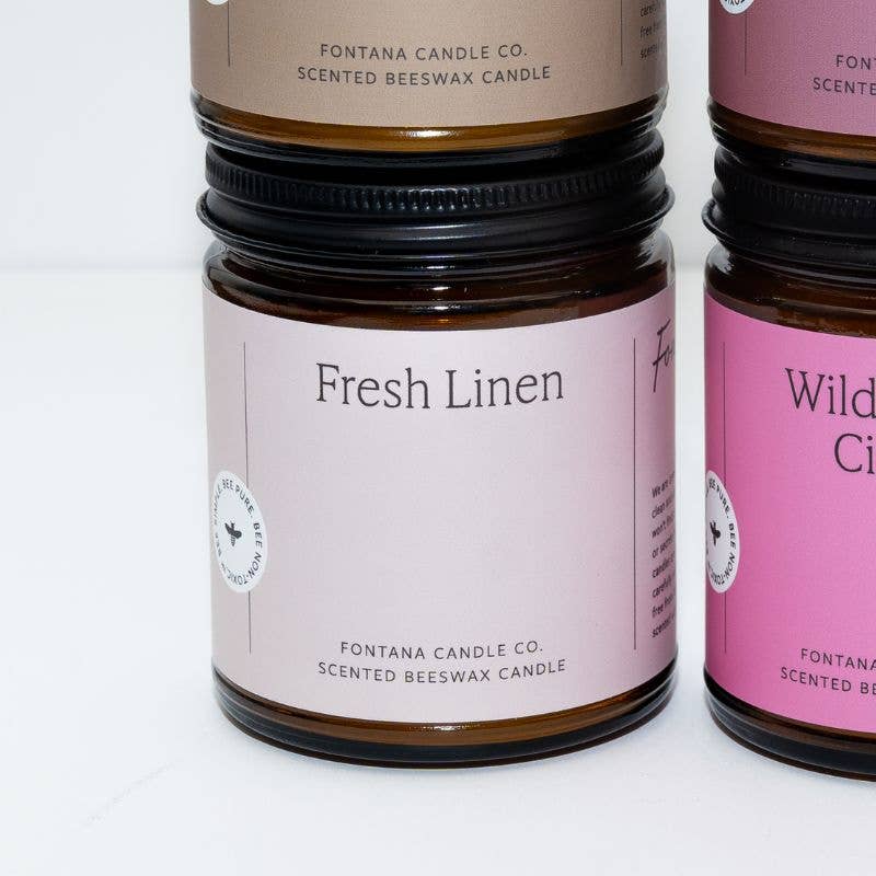Fontana Candle Co. - Fresh Linen Essential Oil Beeswax Jar Candle: Non-Toxic