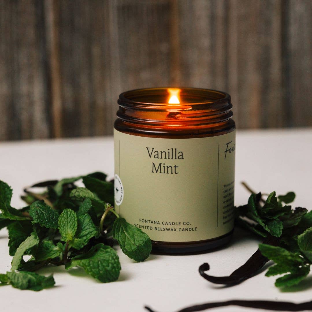 Fontana Candle Co. - Vanilla Mint Essential Oil Jar Candle: Non-Toxic