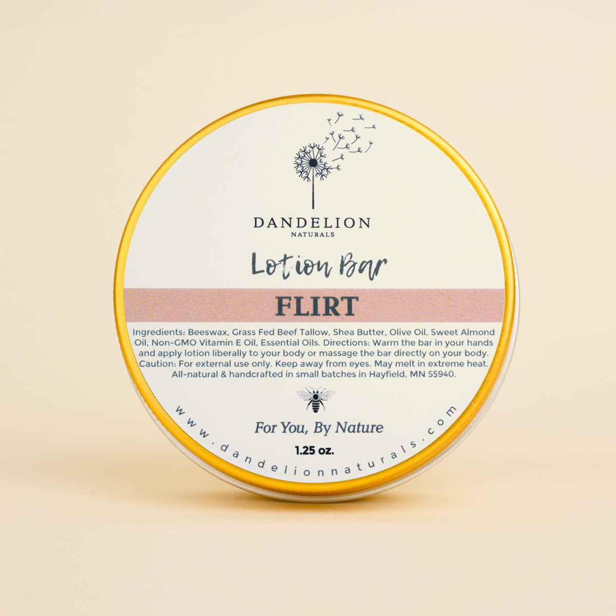 Dandelion Naturals - Flirt Tallow Lotion Bar | Geranium, Clary Sage, Lavender