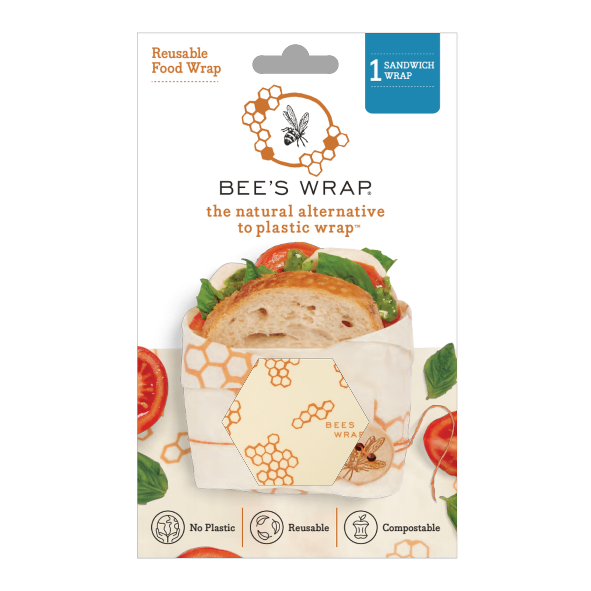 Bee's Wrap - Bees Wrap Reusable Beeswax Sandwich Wrap - Honeycomb Print