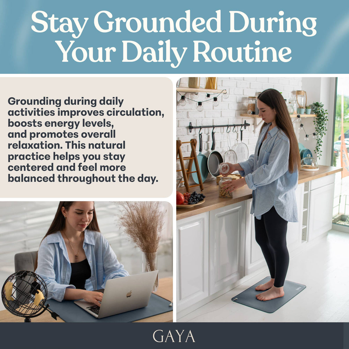 GAYA - Grounding Mat - Improve Sleep & Reduce inflammation, Blue