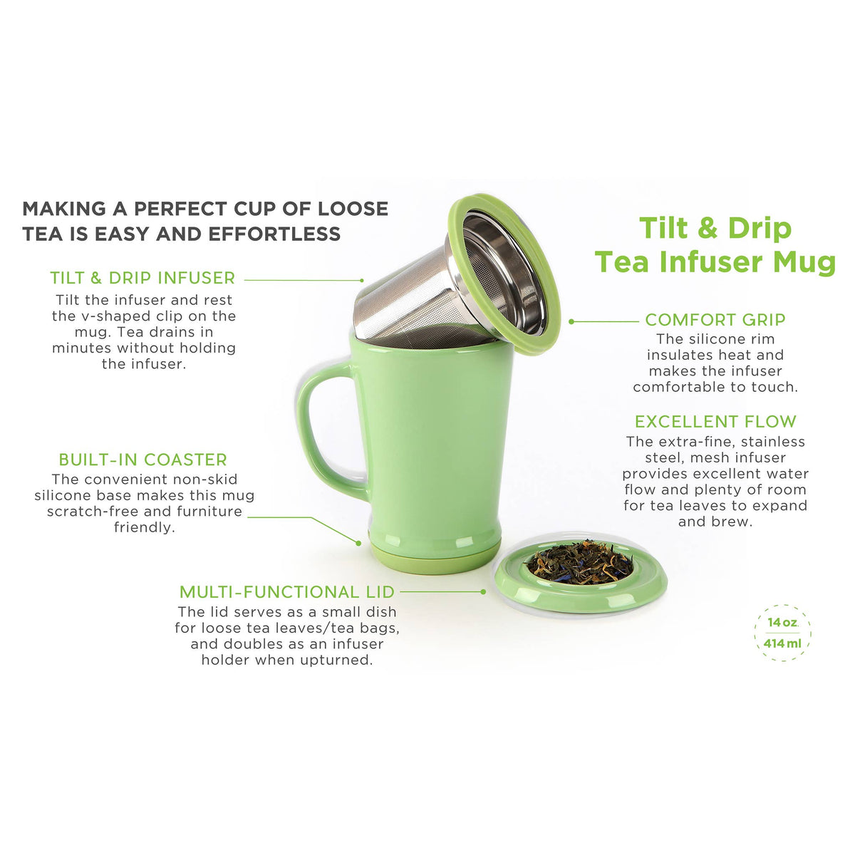 CasaWare - 14oz Classic Tea Infuser Mug