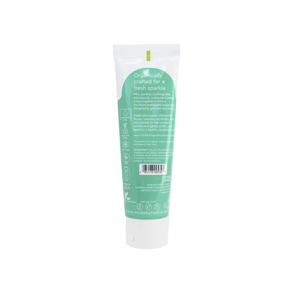 RADIUS - USDA Organic Mint Aloe Neem Toothpaste, 3oz