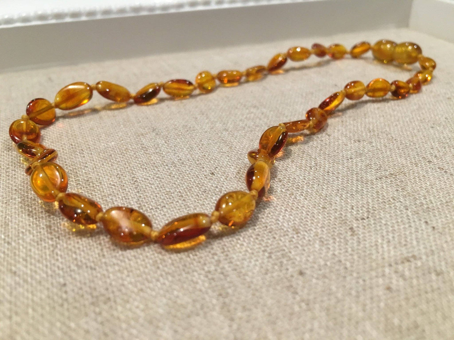 Baltic Essentials - Polished Honey Bean 11 Baltic Amber Necklace teething fever fussiness