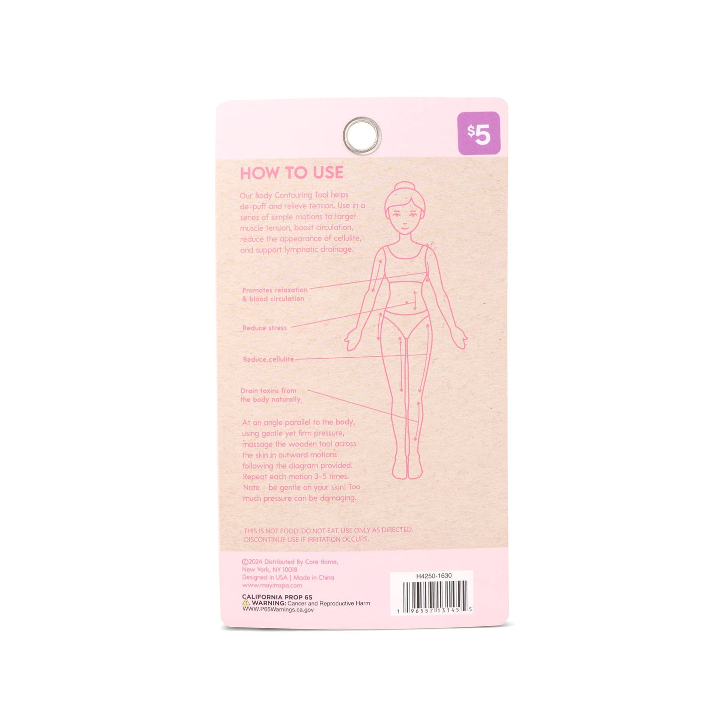 Core Home - Wooden Body Crescent Lymphatic Drainage Tool