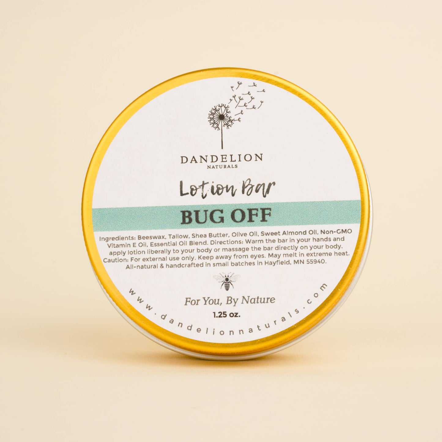 Dandelion Naturals - Tallow Lotion Bar | Bug Repellant | Bug Off | Outdoor Bar