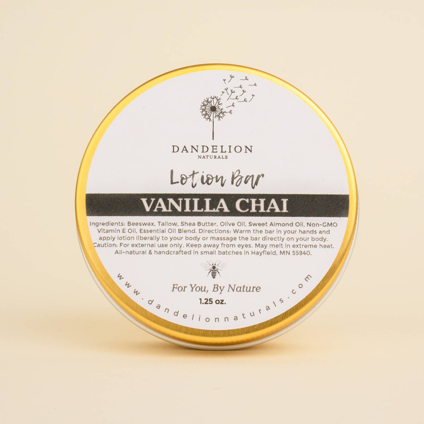 Dandelion Naturals - Vanilla Chai Tallow Lotion Bar | Solid Lotion Bar