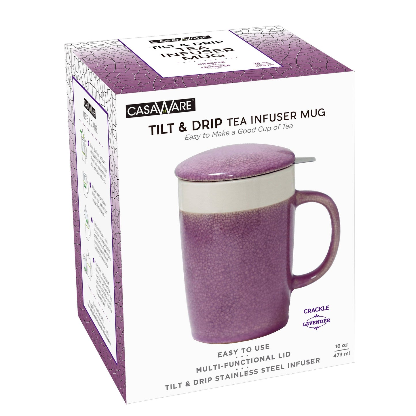 CasaWare - 16 oz Crackle Glaze Tea Infuser Mug