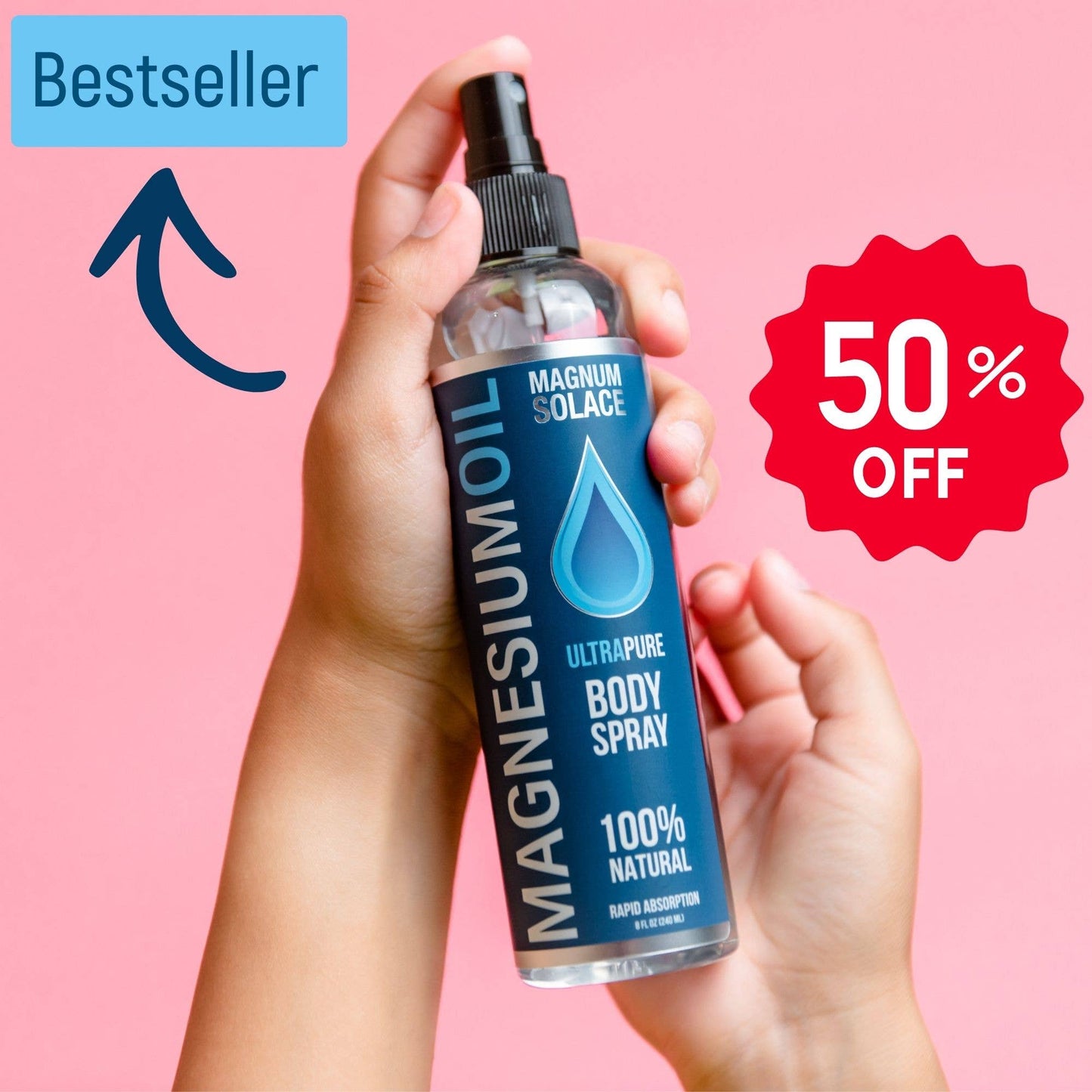 Magnum Solace - Magnesium Oil Spray for Restless Legs, Sleep, Muscle Relief: 8oz