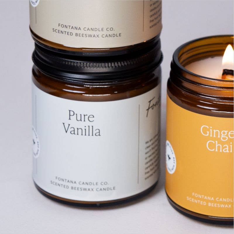 Fontana Candle Co. - Pure Vanilla Essential Oil Beeswax Jar Candle: Non-Toxic