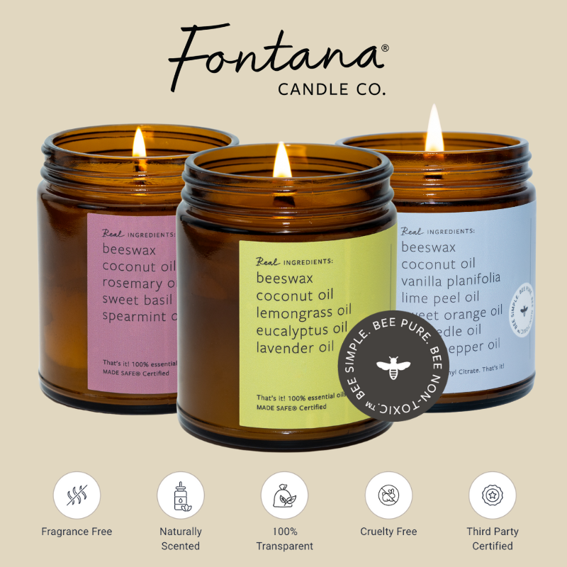 Fontana Candle Co. - Fresh Linen Essential Oil Beeswax Jar Candle: Non-Toxic