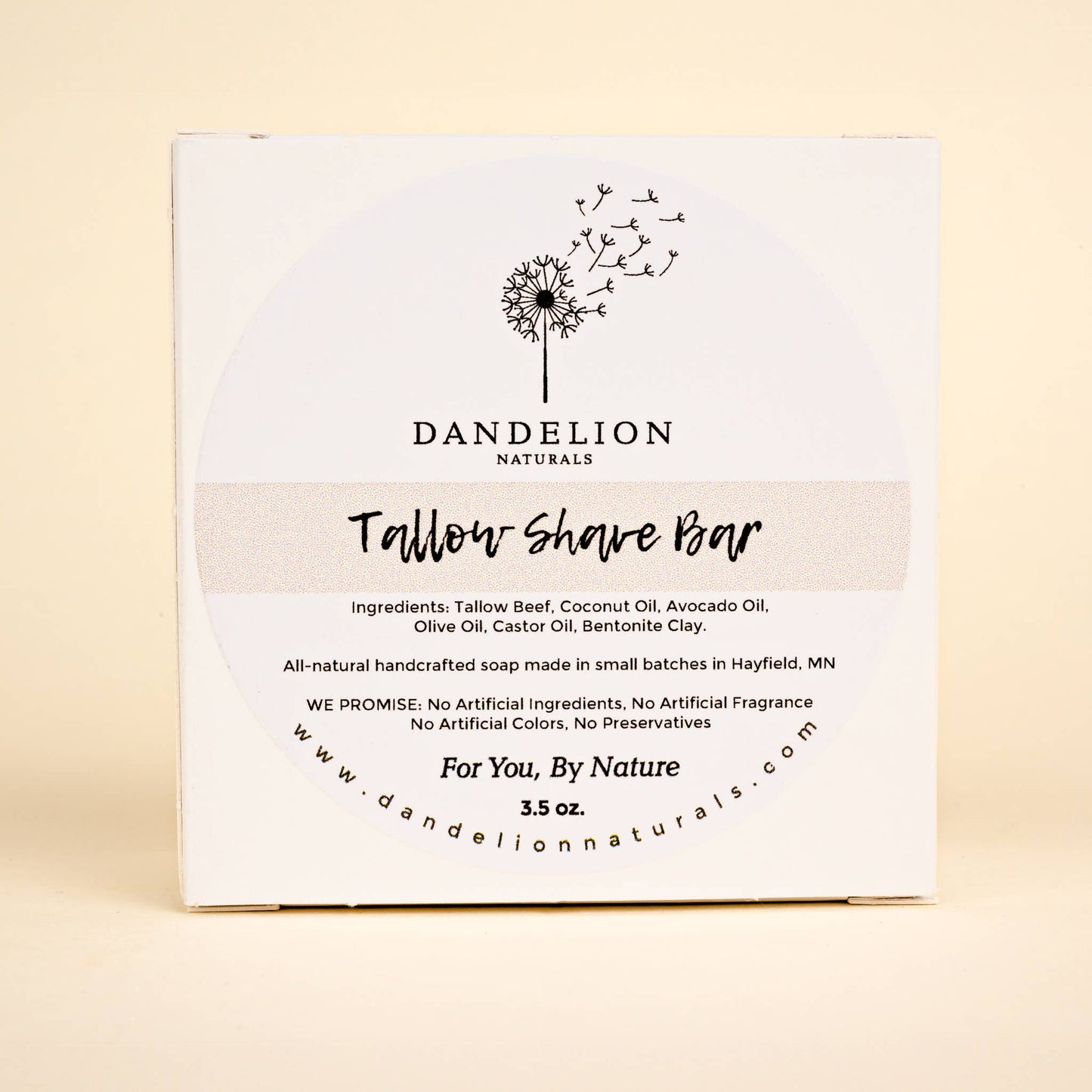 Dandelion Naturals - Shave Bar | Shave Soap | Tallow Shave Soap | Unscented Soap