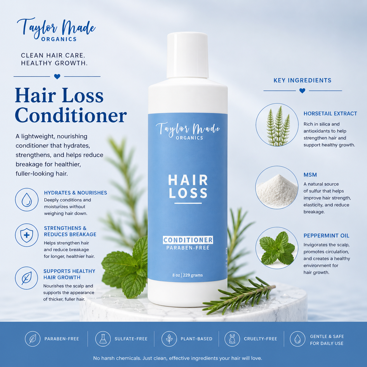 Taylor Made Organics - Hair Loss Conditioner – Strengthening Organic Growth