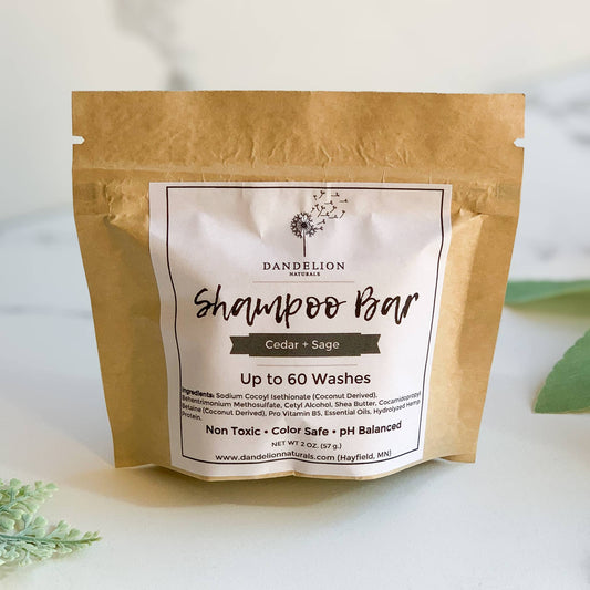 Dandelion Naturals - Shampoo Bar | Cedar Sage | Packaged | Solid Shampoo