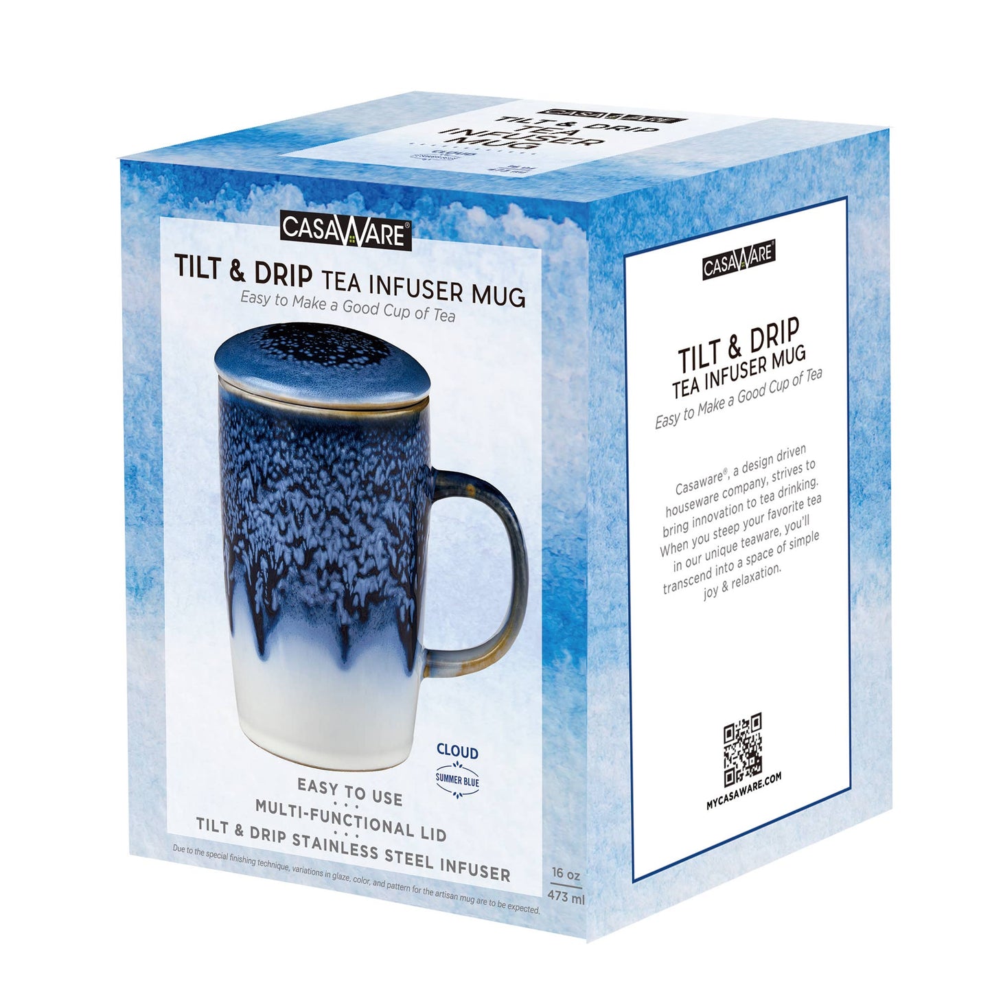 CasaWare - 16 oz Tea Infuser Mug CLOUD