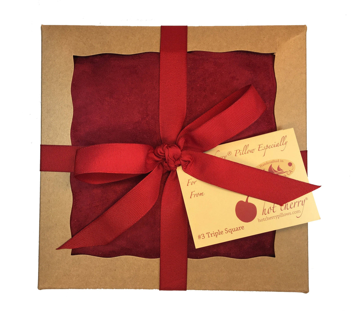 Hot Cherry Pillows - Triple Square Pillow in Plush Red Ultra-Suede