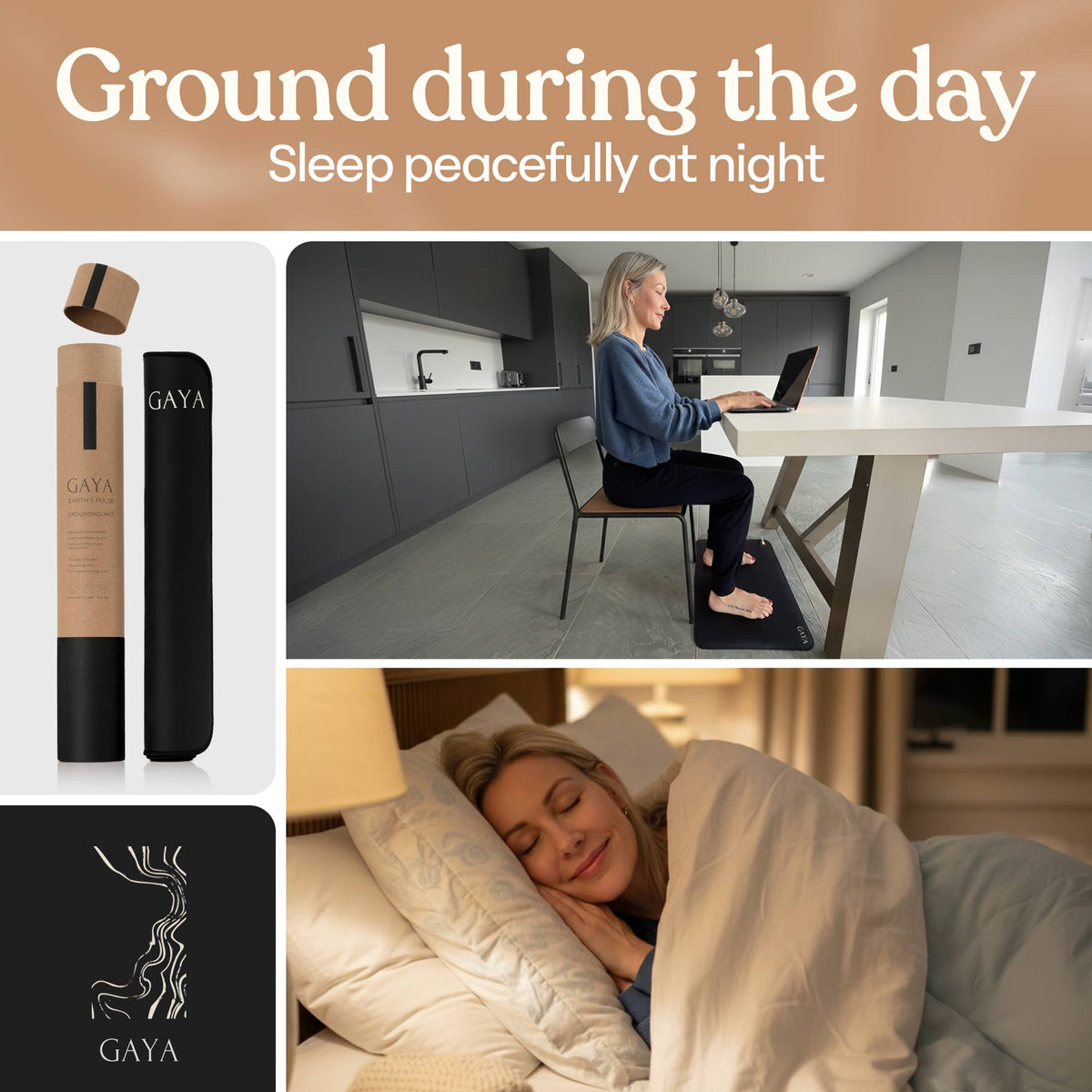 GAYA - Grounding Mat - Improve Sleep & Reduce inflammation, Black