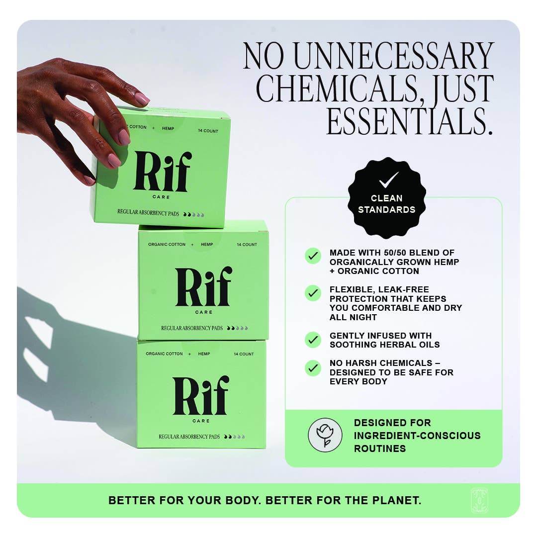 Rif Care - Regular (14 ct) Organic Biodegradable Hemp Fiber Pads