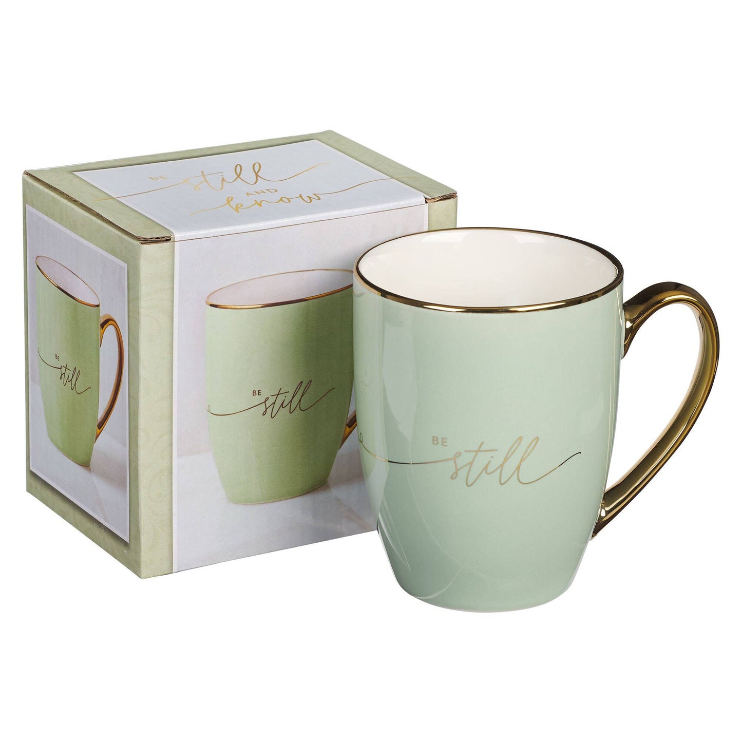 Christian Art Gifts - Mug Mint/Cream Be Still & Know