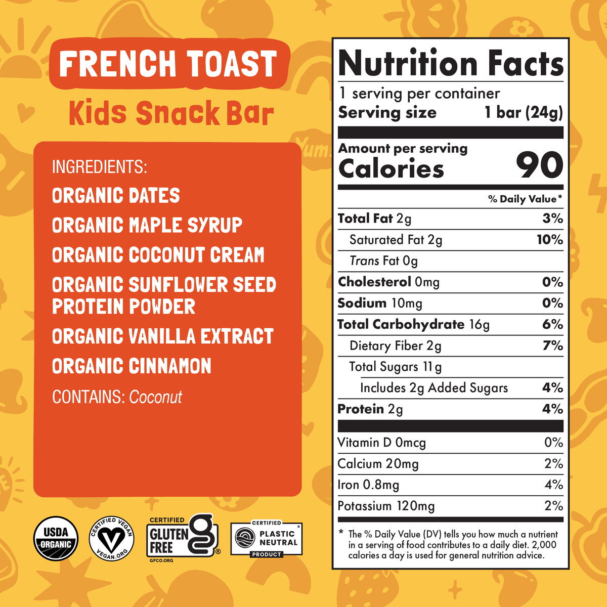 Skout Organic - Skout Organic French Toast Kids Snack Bar | Plant-Based