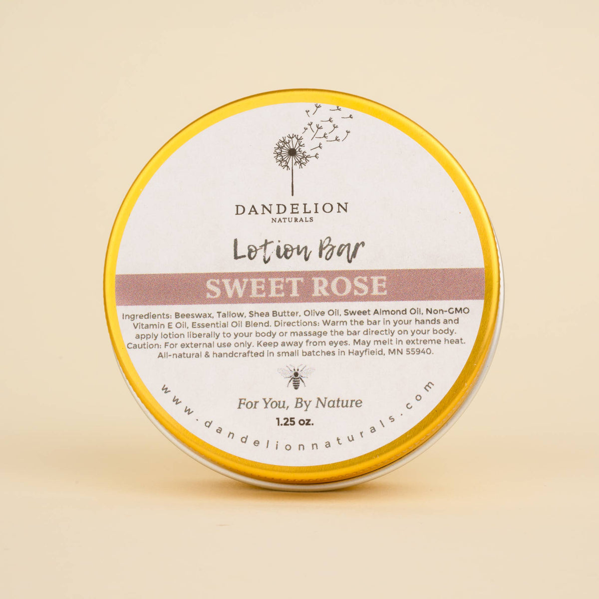 Dandelion Naturals - Rose Lavender Vanilla Tallow Lotion Bar | Solid Lotion Bar