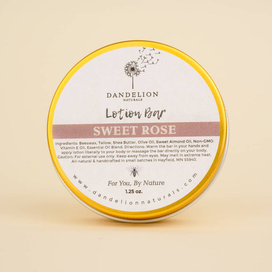 Dandelion Naturals - Rose Lavender Vanilla Tallow Lotion Bar | Solid Lotion Bar