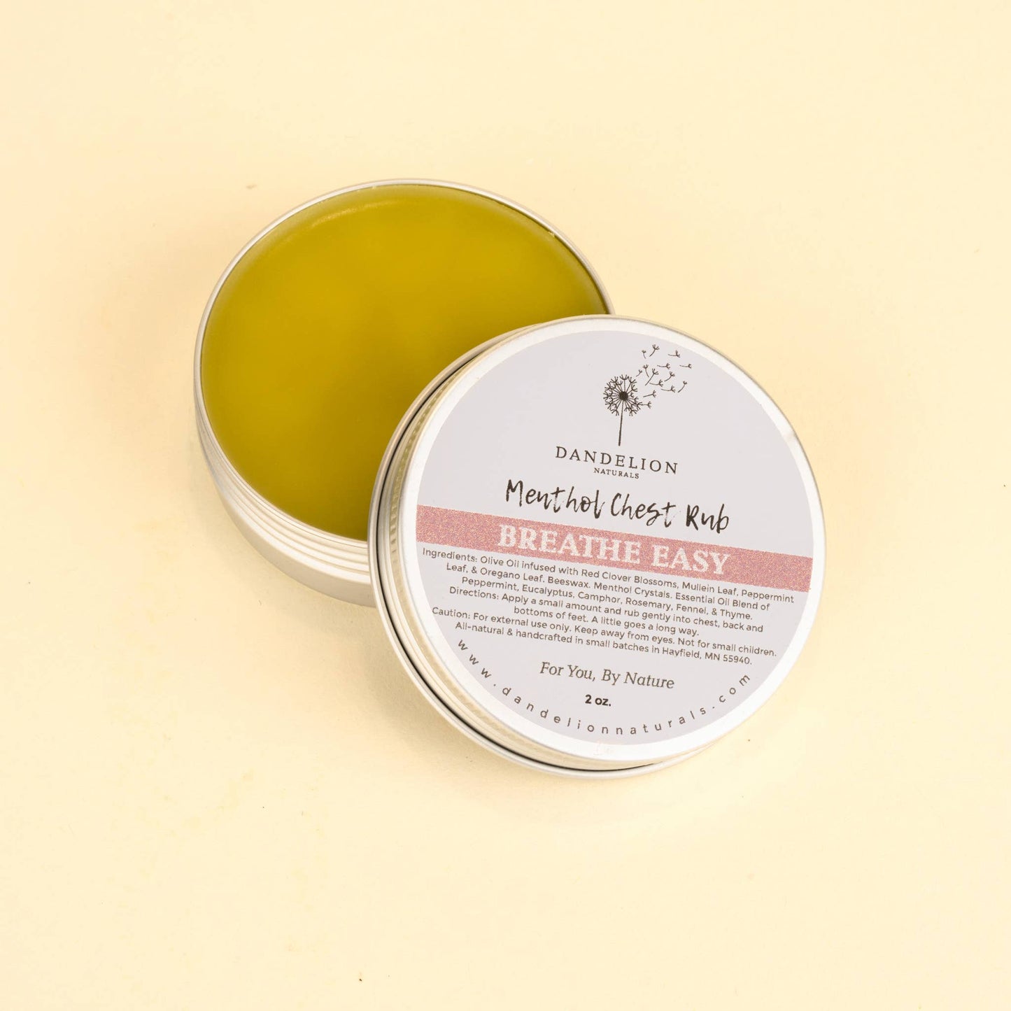 Dandelion Naturals - Breathe Easy Salve | Natural Vapor Rub | Chest Rub