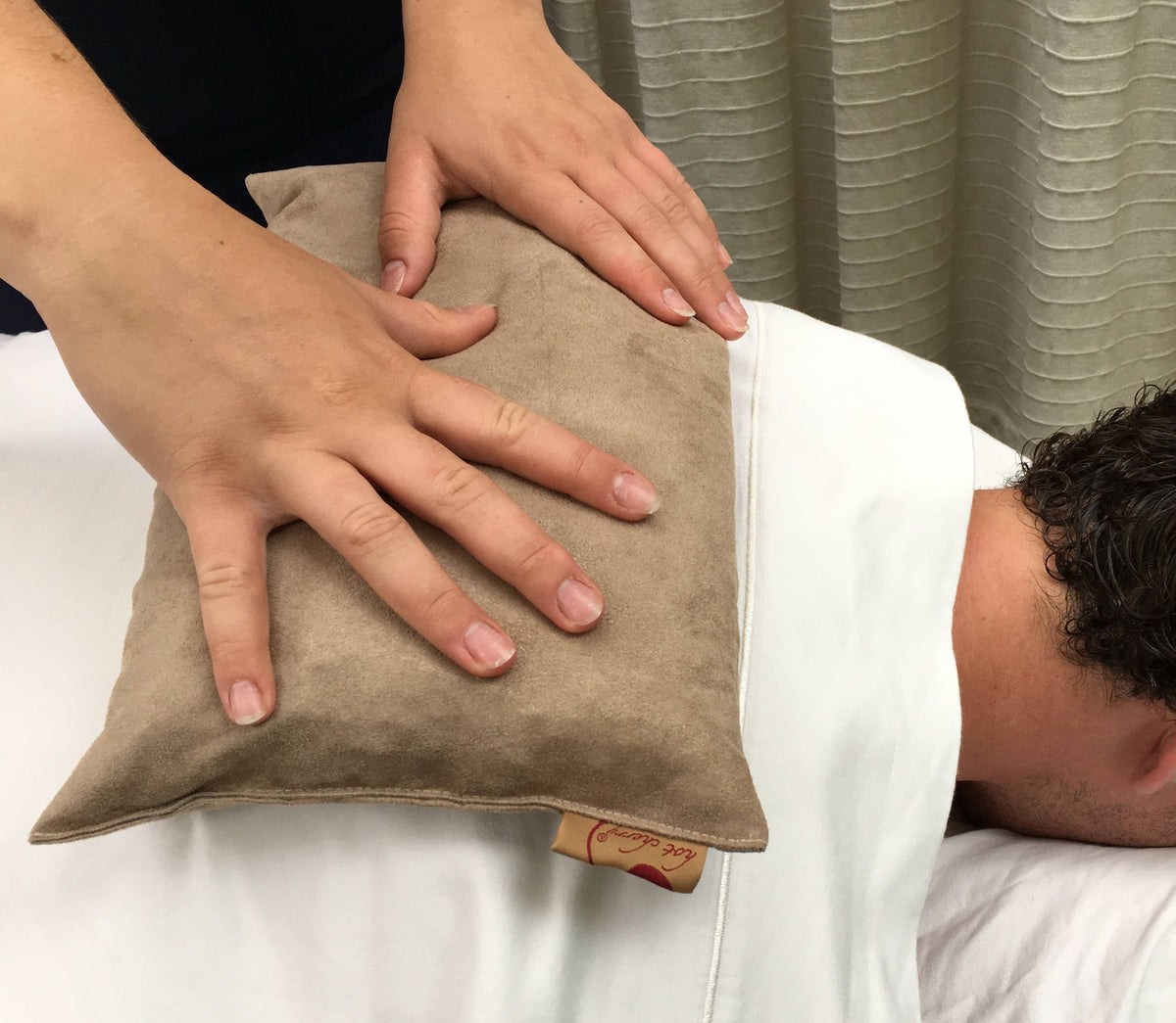 Hot Cherry Pillows - Large Rectangle Tan Ultra-suede in Pie Box