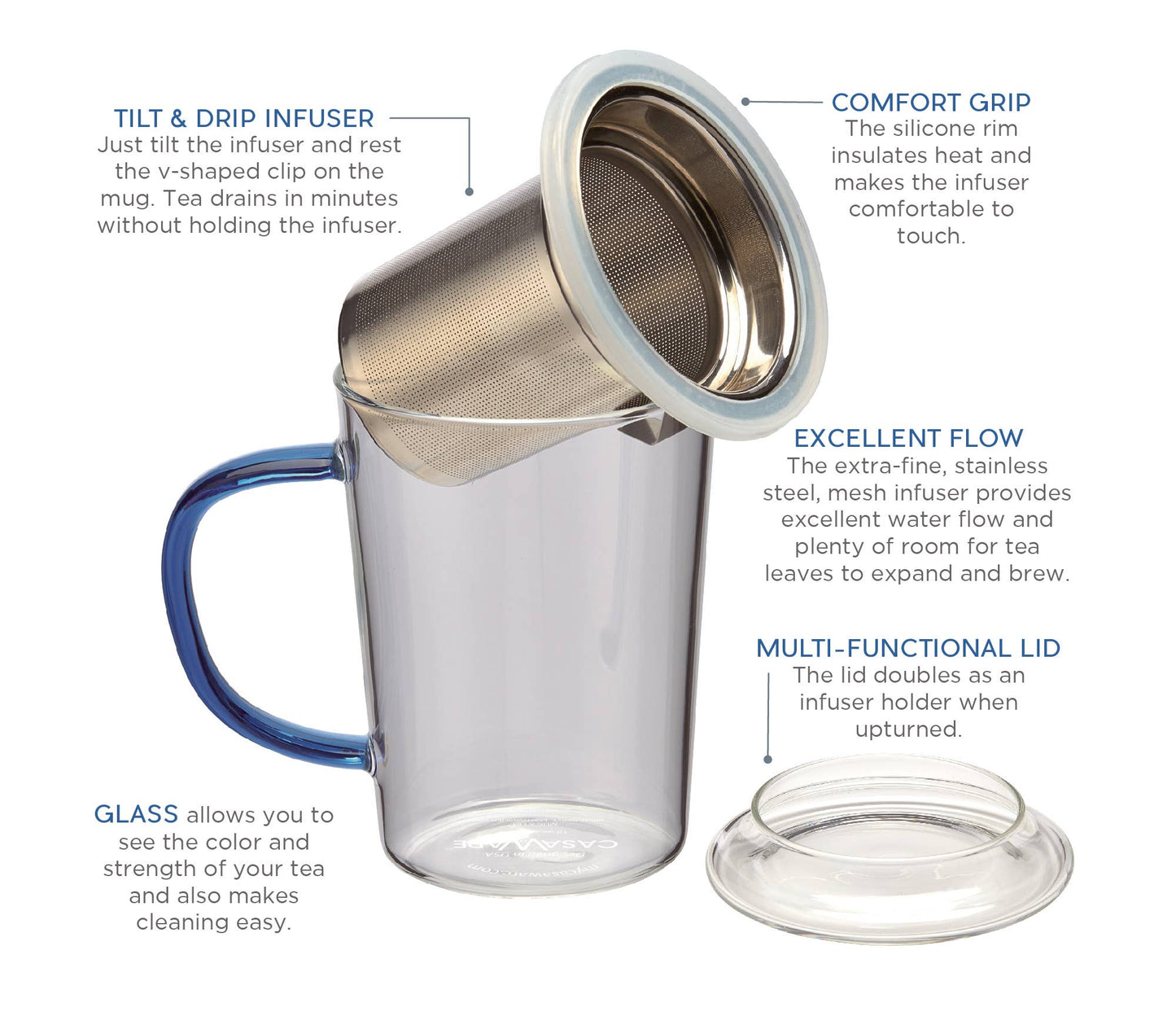 CasaWare - Glass Tea Infuser Mug