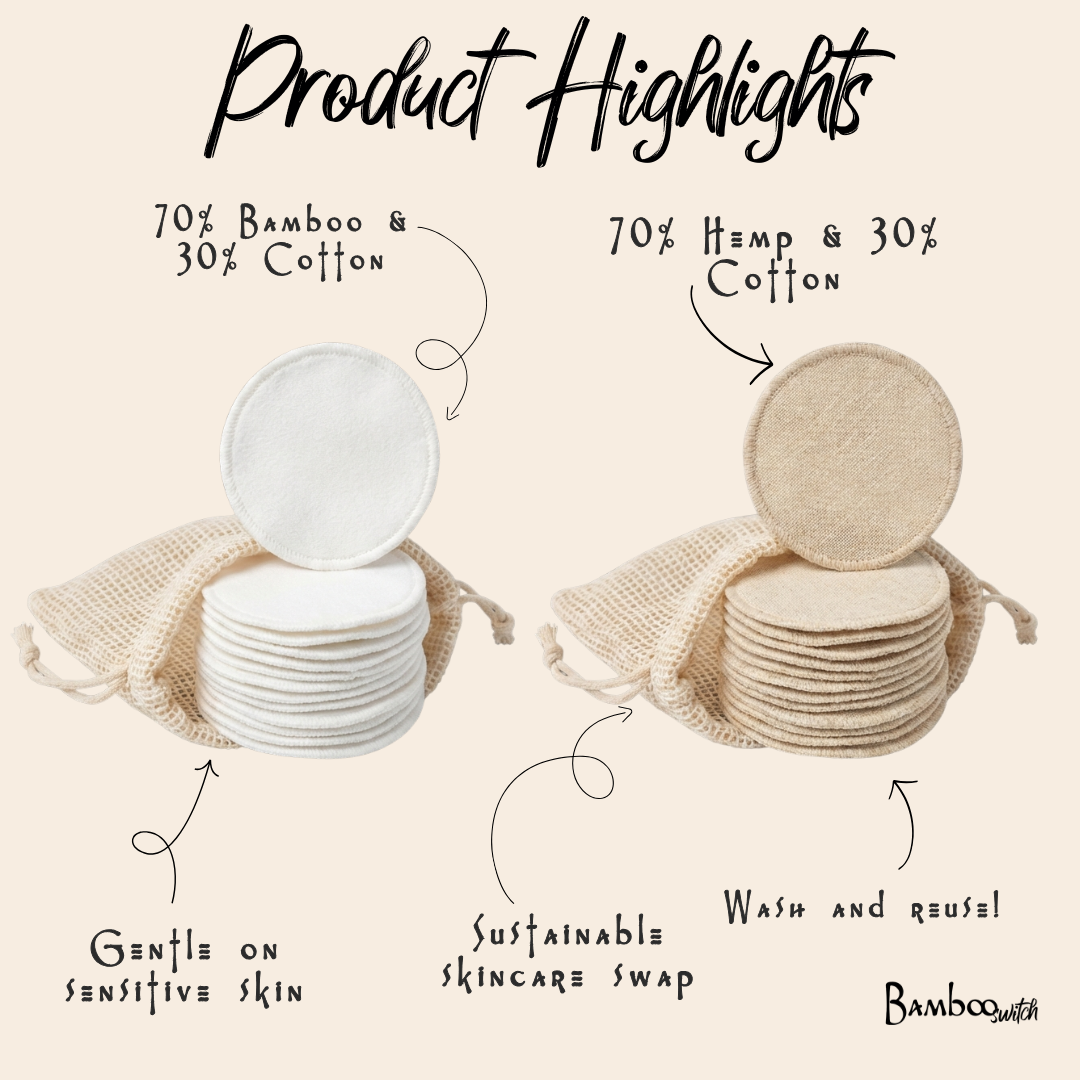 Bamboo Switch - Set of 10 - Reusable Bamboo Cotton Facial Rounds| Bestseller