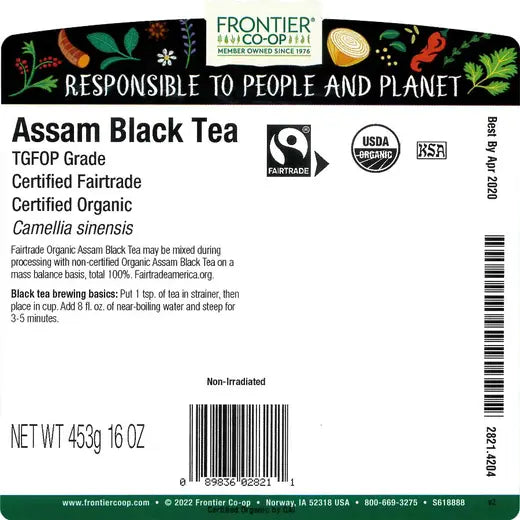Frontier Co-op Assam Black Tea (TGFOP Grade), Organic, Fairtrade Certified